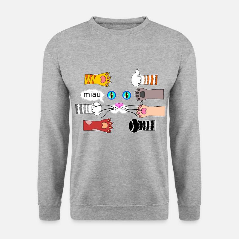 Katzendesign Katzenpfoten Katzenschnauze - Unisex Pullover - Weißgrau meliert
