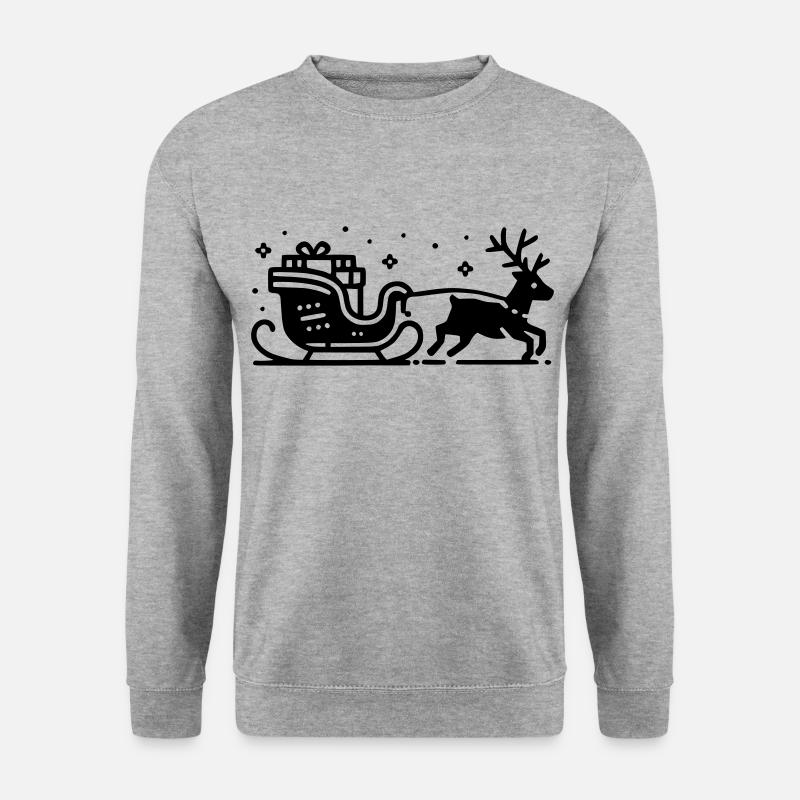 Rentier Schlitten - Unisex Pullover - Weißgrau meliert