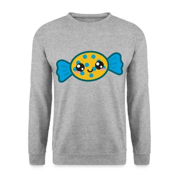 Süßigkeit Süßigkeiten Niedlich Kawaii - Unisex Pullover - Weißgrau meliert - Vorne - Alina (178cm) & Michal (187cm)