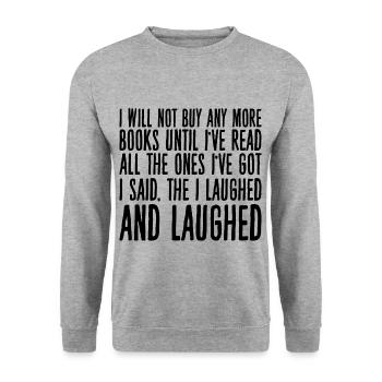 I will not buy any more books 2 - Unisex Sweatshirt - salt & pepper - Front - Alina (178cm) & Michal (187cm)