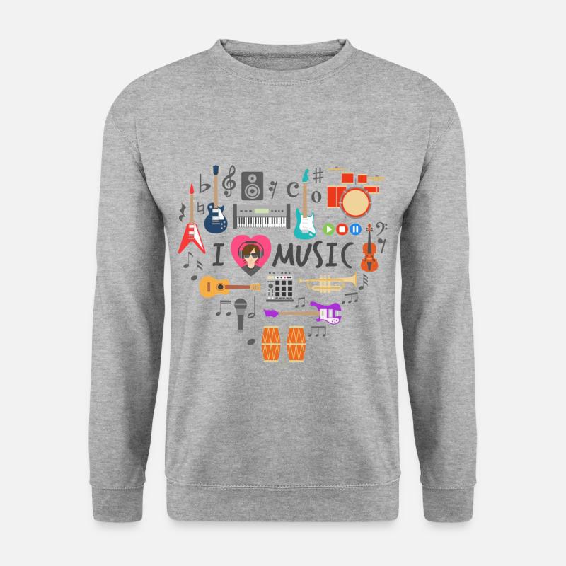 i love musik - Unisex Pullover - Weißgrau meliert