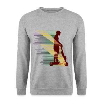 Electricscooter E-Roller Cityroller Geschenkidee b - Unisex Pullover - Weißgrau meliert - Vorne - Alina (178cm) & Michal (187cm)