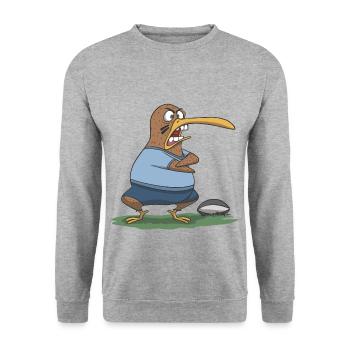 Neuseeland Rugby Kiwi Haka Geschenk Idee - Unisex Pullover - Weißgrau meliert - Vorne - Alina (178cm) & Michal (187cm)