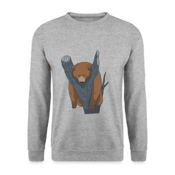 Sleeping Bear Gift Idea - Unisex Sweatshirt - salt & pepper - Front - Alina (178cm) & Michal (187cm)