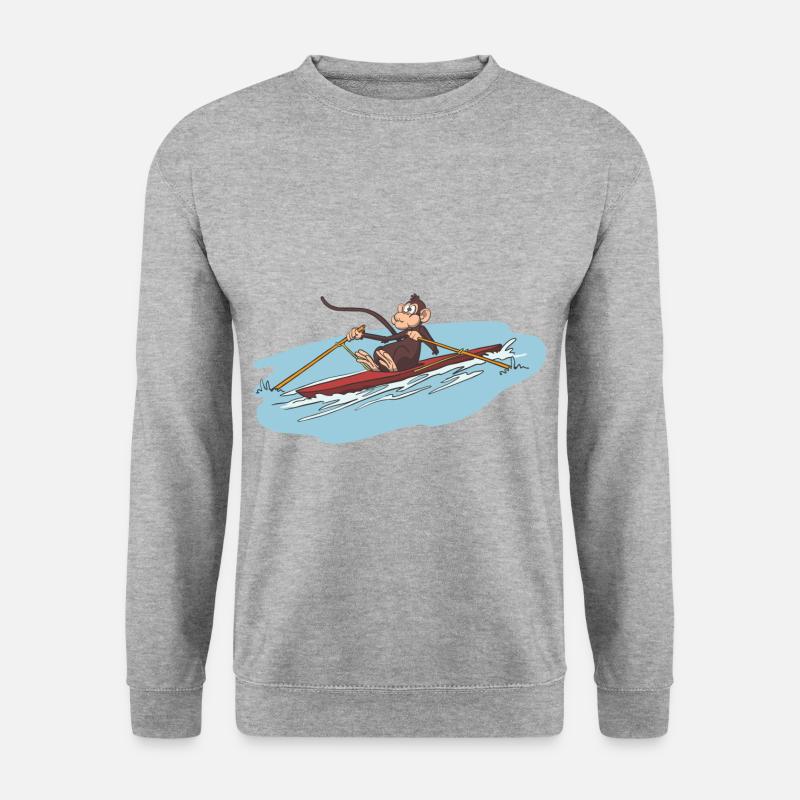 Une idée cadeau rameur singe - Sweat-shirt Unisexe - gris chiné