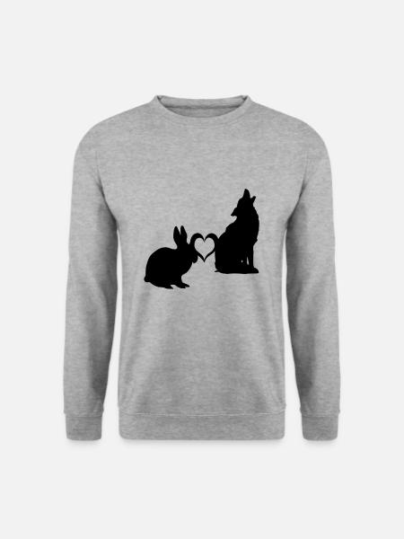 Wolf loves bunny animal nature gift - Unisex Sweatshirt - salt & pepper