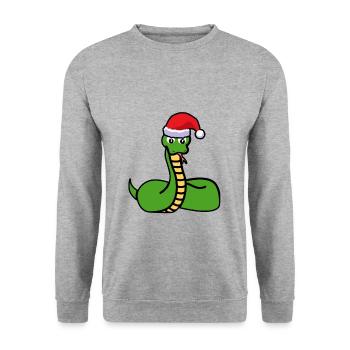 Serpent de Noël avec muetze cadeau - Sweat-shirt Unisexe - gris chiné - Devant - Alina (178cm) & Michal (187cm)