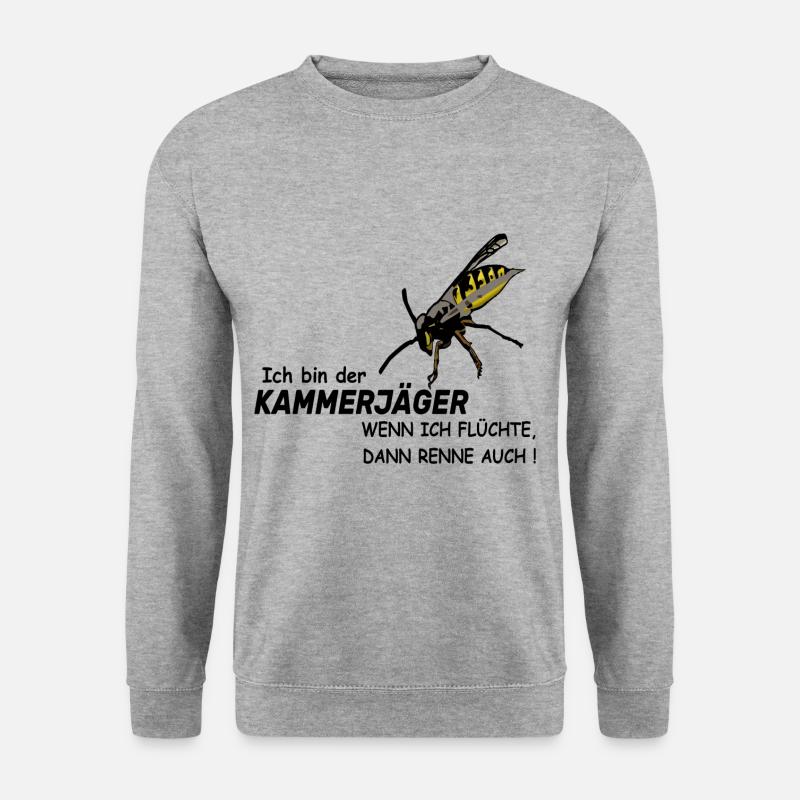 Ich bin Kammerjäger,wenn ich flüchte, dann renne! - Unisex Pullover - Weißgrau meliert