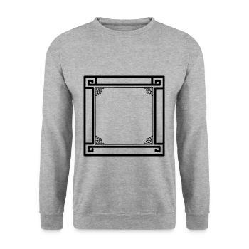 cadre noir avec ornements - Sweat-shirt Unisexe - gris chiné - Devant - Alina (178cm) & Michal (187cm)