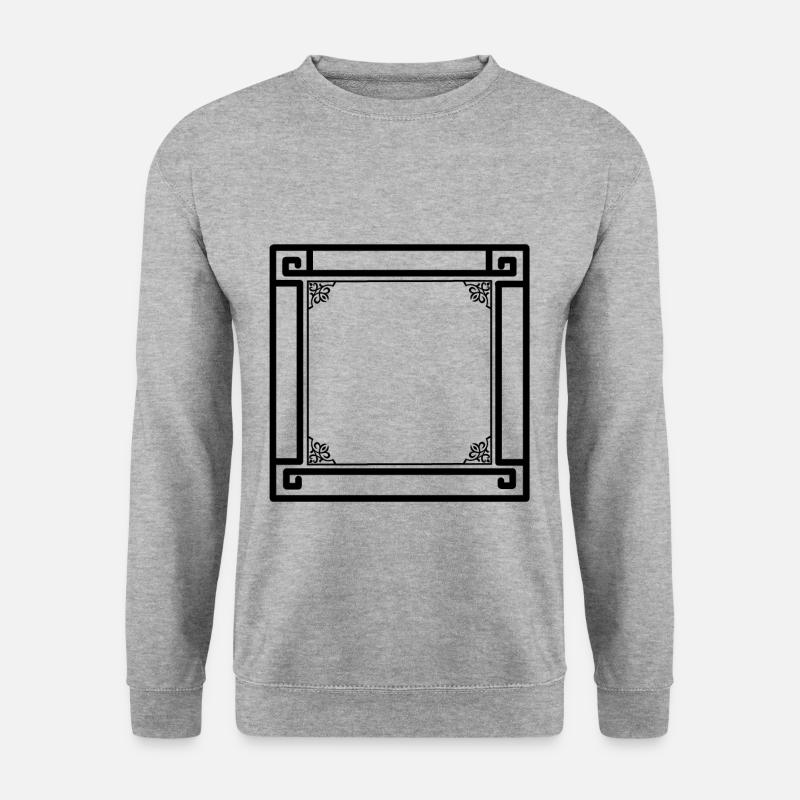 schwarzer Rahmen mit Ornamenten - Unisex Pullover - Weißgrau meliert