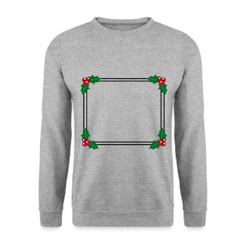 Winter frame with holly decoration - Unisex Sweatshirt - salt & pepper - Front - Alina (178cm) & Michal (187cm)