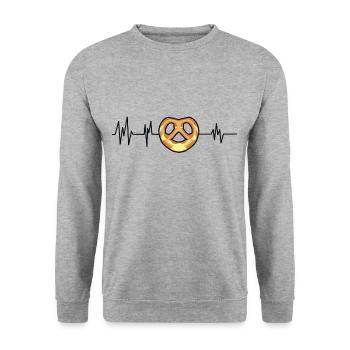 ECG Pretzel Heart Rate Pretzel Lover - Unisex Sweatshirt - salt & pepper - Front - Alina (178cm) & Michal (187cm)