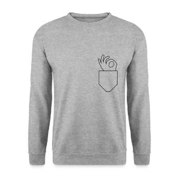 OK Look in game hand sign symbol - Unisex Sweatshirt - salt & pepper - Front - Alina (178cm) & Michal (187cm)