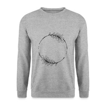 Cadre circulaire noir avec feuilles - Sweat-shirt Unisexe - gris chiné - Devant - Alina (178cm) & Michal (187cm)
