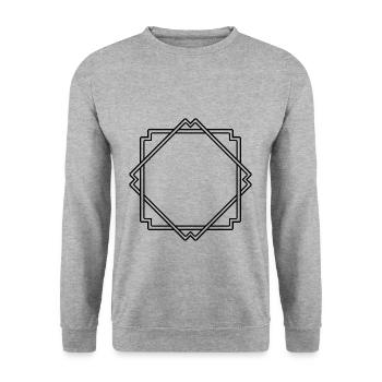 Schwarzer Quadratischer Rahmen Deko - Unisex Pullover - Weißgrau meliert - Vorne - Alina (178cm) & Michal (187cm)