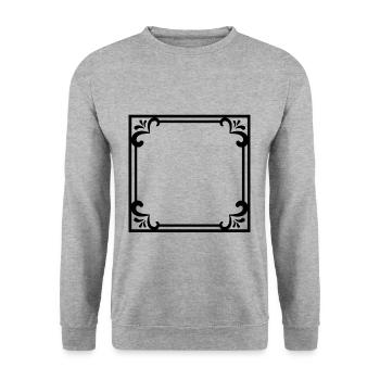 Quadratischer Rahmen mit Ornamenten Deko - Unisex Pullover - Weißgrau meliert - Vorne - Alina (178cm) & Michal (187cm)