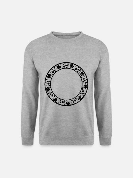 Runder Rahmen mit Blumenmuster Deko - Unisex Pullover - Weißgrau meliert