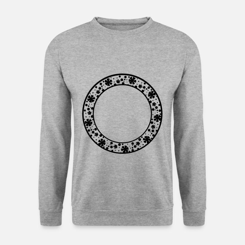 Runder Rahmen mit Blumenmuster Deko - Unisex Pullover - Weißgrau meliert