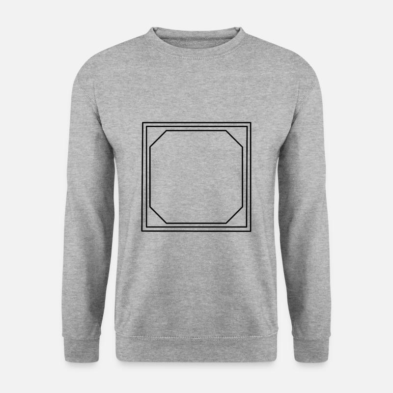 Schwarzer Rahmen Quadratisch Deko - Unisex Pullover - Weißgrau meliert