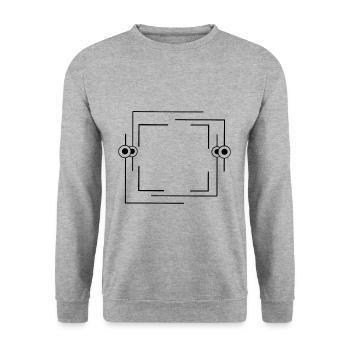 Bordure noire Ligne de tiret Texte de base - Sweat-shirt Unisexe - gris chiné - Devant - Alina (178cm) & Michal (187cm)