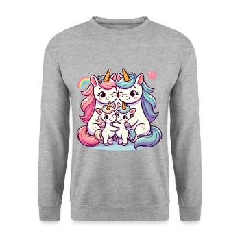 Unicorn Family Mother And Father With Two Children - Unisex Sweatshirt - salt & pepper - Front - Alina (178cm) & Michal (187cm)