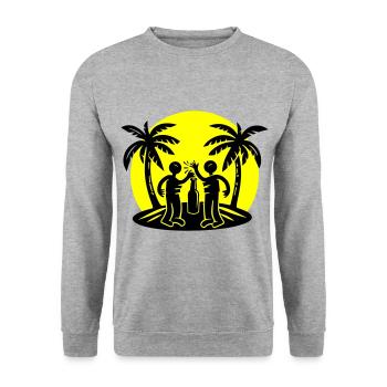 Boire à la fête sur la plage de l’île - Sweat-shirt Unisexe - gris chiné - Devant - Alina (178cm) & Michal (187cm)