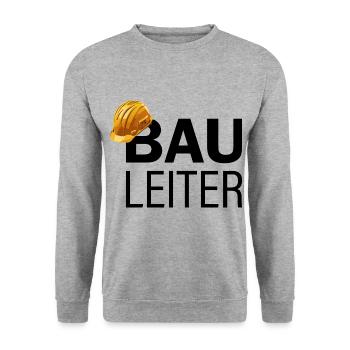 Baustelle - Lustiger Spruch für alle Bauleiter - Unisex Pullover - Weißgrau meliert - Vorne - Alina (178cm) & Michal (187cm)