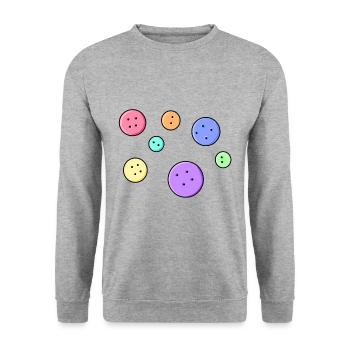 Boutons colorés drôles passe-temps cadeau bricolage fait main - Sweat-shirt Unisexe - gris chiné - Devant - Alina (178cm) & Michal (187cm)