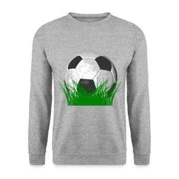 Soccer ball in the grass - Unisex Sweatshirt - salt & pepper - Front - Alina (178cm) & Michal (187cm)