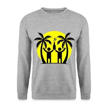 Insel Party Crew - Unisex Pullover - Weißgrau meliert - Vorne - Alina (178cm) & Michal (187cm)