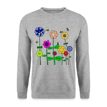 Flowers. Colorful and beautiful. - Unisex Sweatshirt - salt & pepper - Front - Alina (178cm) & Michal (187cm)