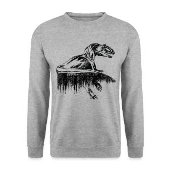 dinosaure - Sweat-shirt Unisexe - gris chiné - Devant - Alina (178cm) & Michal (187cm)