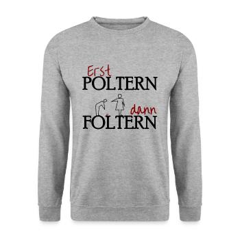 Polterabend Hochzeit Jungeselle Geschenk Lustig - Unisex Pullover - Weißgrau meliert - Vorne - Alina (178cm) & Michal (187cm)
