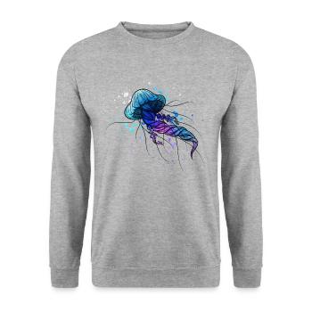 Beautiful colorful jellyfish - Unisex Sweatshirt - salt & pepper - Front - Alina (178cm) & Michal (187cm)
