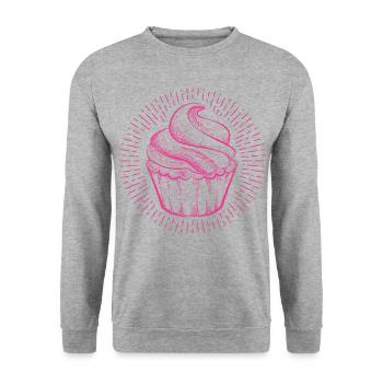 Desserts, Cakes, Muffins, Cherries - Unisex Pullover - Weißgrau meliert - Vorne - Alina (178cm) & Michal (187cm)