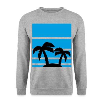 Palm Vacation Beach Pattern - Unisex Sweatshirt - salt & pepper - Front - Alina (178cm) & Michal (187cm)