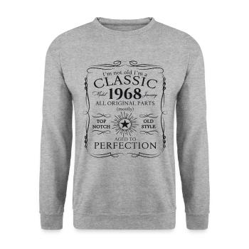 Né en 1968 Janvier 55e anniversaire Homme cadeau - Sweat-shirt Unisexe - gris chiné - Devant - Alina (178cm) & Michal (187cm)