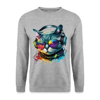 Chat Lunettes de soleil Casque Splash Animal coloré - Sweat-shirt Unisexe - gris chiné - Devant - Alina (178cm) & Michal (187cm)