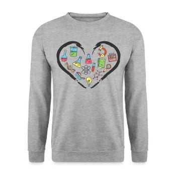 I love Science and Physics - Unisex Sweatshirt - salt & pepper - Front - Alina (178cm) & Michal (187cm)