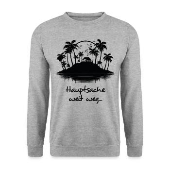 Hauptsache Weit Weg - dunkel - Unisex Pullover - Weißgrau meliert - Vorne - Alina (178cm) & Michal (187cm)