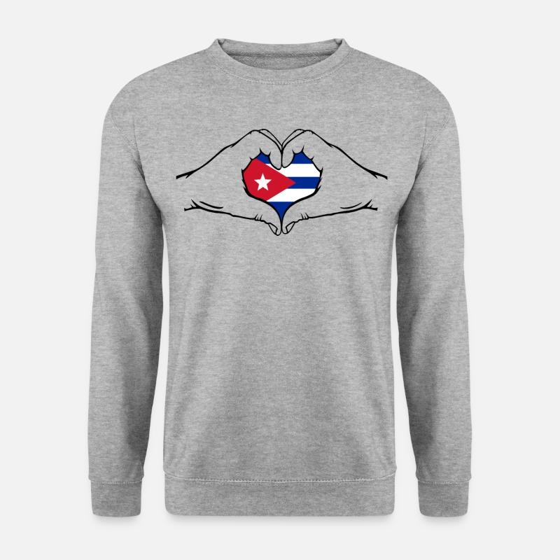 Cuba Flag Hands Heart Shape - Unisex Sweatshirt - salt & pepper