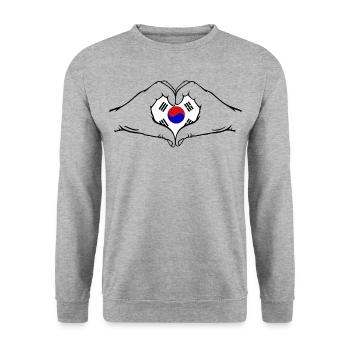 Drapeau de la Corée du Sud Aiguilles Forme De Coeur - Sweat-shirt Unisexe - gris chiné - Devant - Alina (178cm) & Michal (187cm)