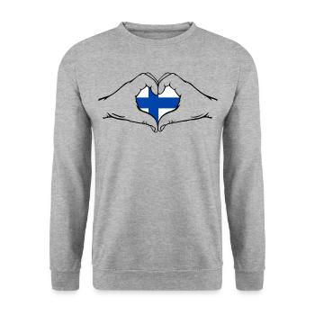 Drapeau de la Finlande Aiguilles en forme de coeur - Sweat-shirt Unisexe - gris chiné - Devant - Alina (178cm) & Michal (187cm)