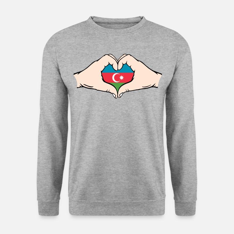 Aserbaidschan Herzform mit Hände - Unisex Pullover - Weißgrau meliert