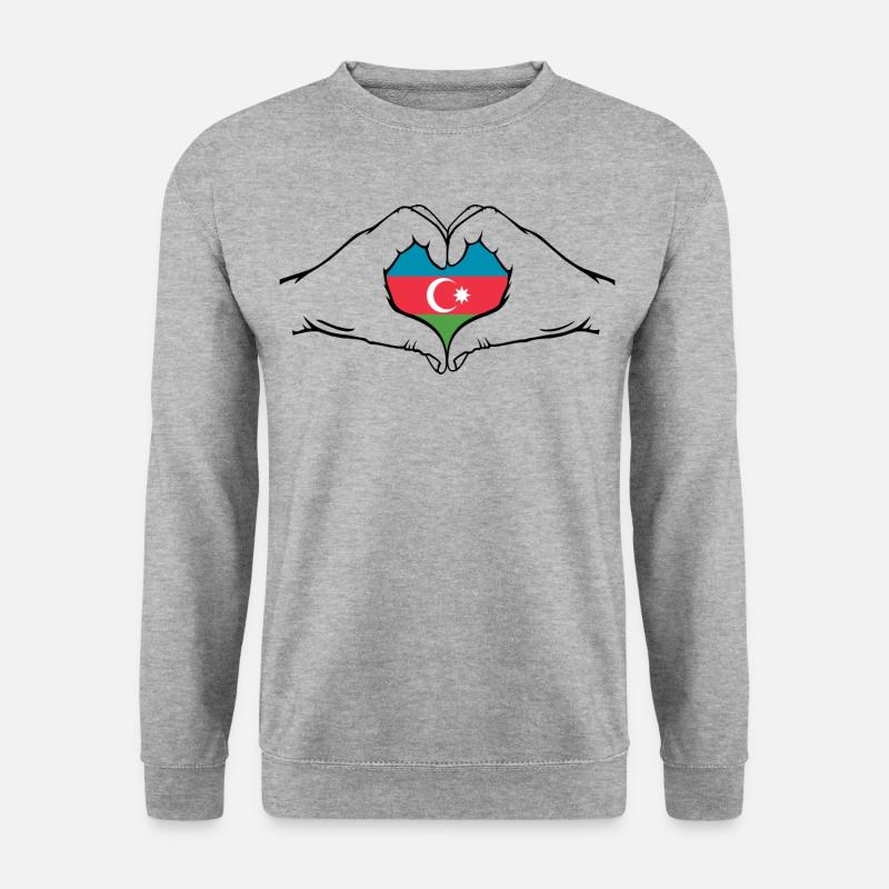 Aserbaidschan Herzform mit Hände - Unisex Pullover - Weißgrau meliert