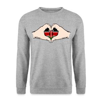Kenya en forme de coeur avec les mains - Sweat-shirt Unisexe - gris chiné - Devant - Alina (178cm) & Michal (187cm)