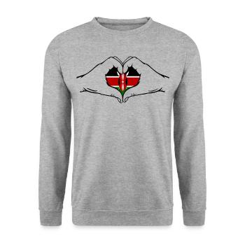 Kenya en forme de coeur avec les mains - Sweat-shirt Unisexe - gris chiné - Devant - Alina (178cm) & Michal (187cm)