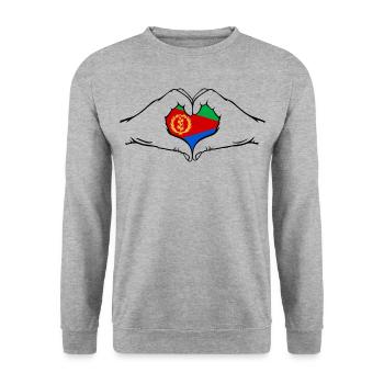 Eritrea Herzform - Unisex Pullover - Weißgrau meliert - Vorne - Alina (178cm) & Michal (187cm)