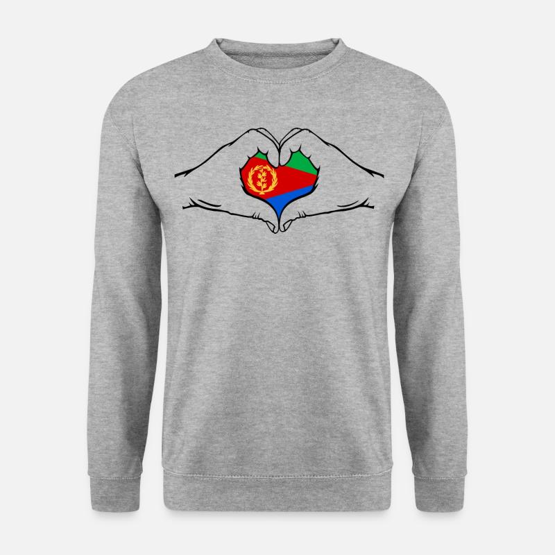Eritrea Herzform - Unisex Pullover - Weißgrau meliert