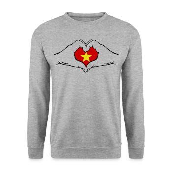 Vietnam Forme de coeur - Sweat-shirt Unisexe - gris chiné - Devant - Alina (178cm) & Michal (187cm)